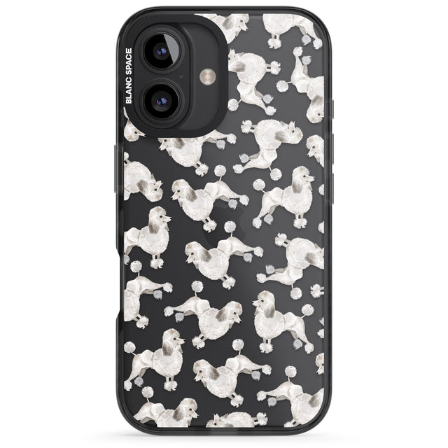 iPhone 16 Pro Max Poodle (White) Watercolour Dog Pattern Black Impact Phone Case