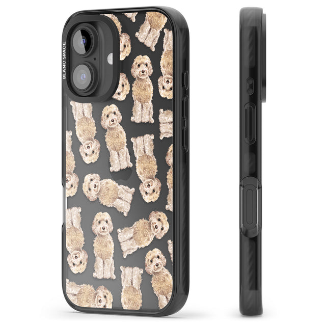 iPhone 16 Pro Max Cockapoo (Champagne) Watercolour Dog Pattern Black Impact Phone Case