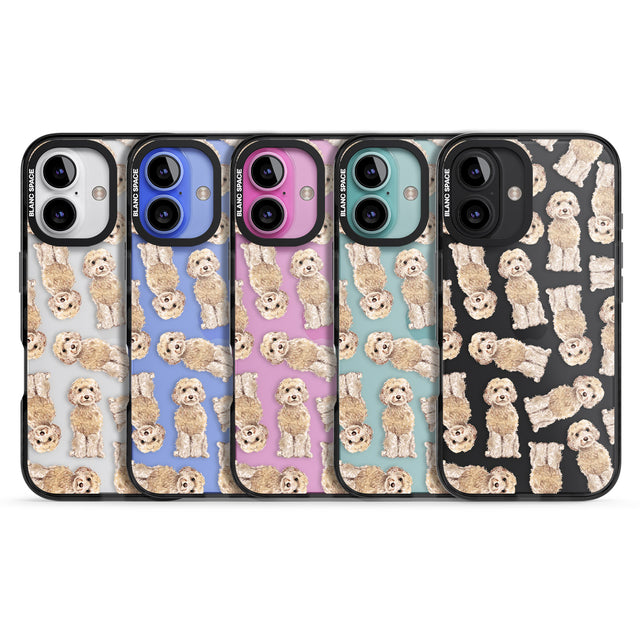 iPhone 16 Pro Max Cockapoo (Champagne) Watercolour Dog Pattern Black Impact Phone Case