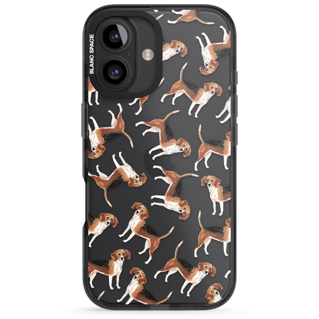 iPhone 16 Pro Max Beagle Watercolour Dog Pattern Black Impact Phone Case