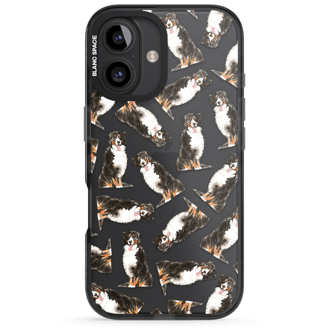 iPhone 16 Pro Max Bernese Mountain Dog Watercolour Dog Pattern Black Impact Phone Case