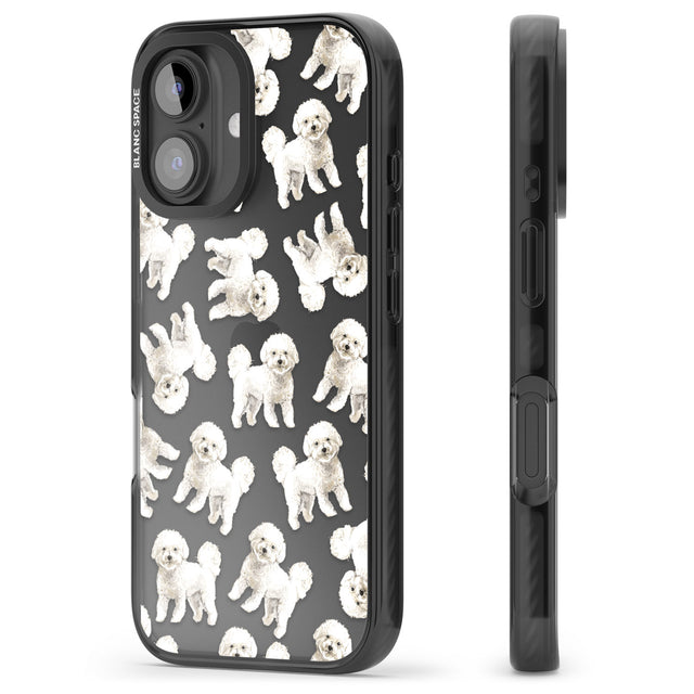 iPhone 16 Pro Max Bichon Frise Watercolour Dog Pattern Black Impact Phone Case