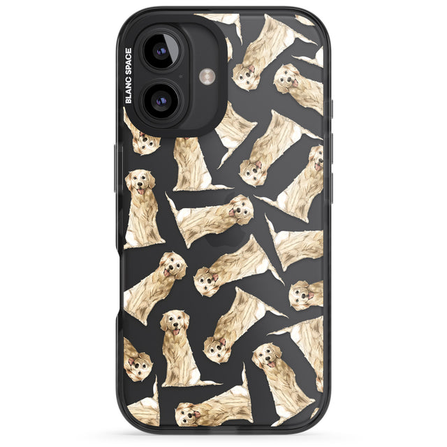 iPhone 16 Pro Max Golden Retriever Watercolour Dog Pattern Black Impact Phone Case