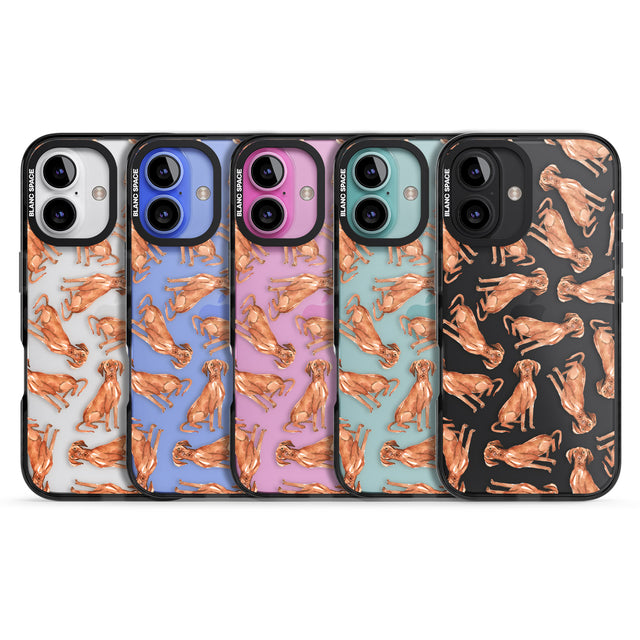 iPhone 16 Pro Max Hungarian Vizsla Watercolour Dog Pattern Black Impact Phone Case