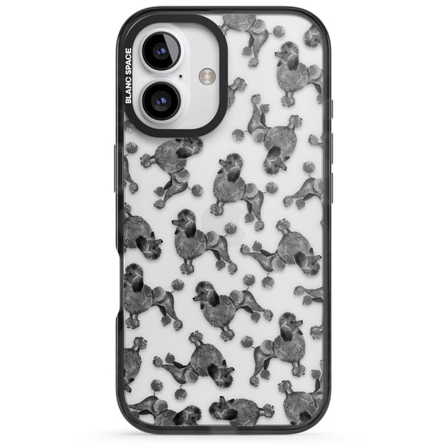 iPhone 16 Pro Max Poodle (Black) Watercolour Dog Pattern Black Impact Phone Case