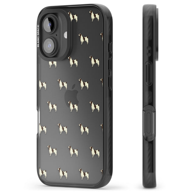 iPhone 16 Pro Max English Springer Spaniel Dog Pattern Clear Black Impact Phone Case