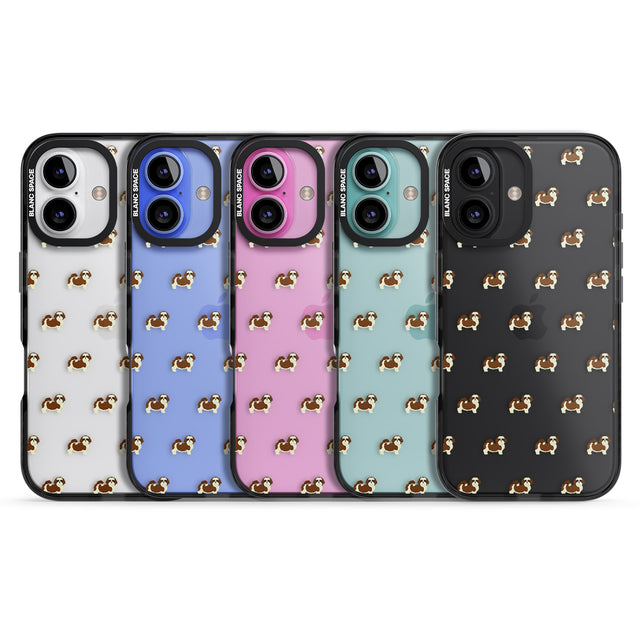 iPhone 16 Pro Max Shih Tzu Dog Pattern Clear Black Impact Phone Case