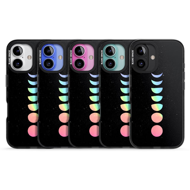 iPhone 16 Pro Max Pastel Moon Phases Black Impact Phone Case