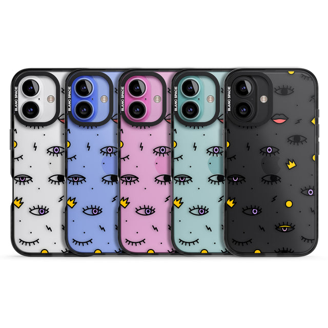 iPhone 16 Pro Max Eyes & Lips Icons Black Impact Phone Case