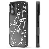 iPhone 16 Pro Max Abstract Continuous Line Faces White on Clear Black Impact Phone Case