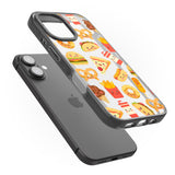 iPhone 16 Pro Max Fast Food Patterns Kawaii Fast Food Mix Black Impact Phone Case