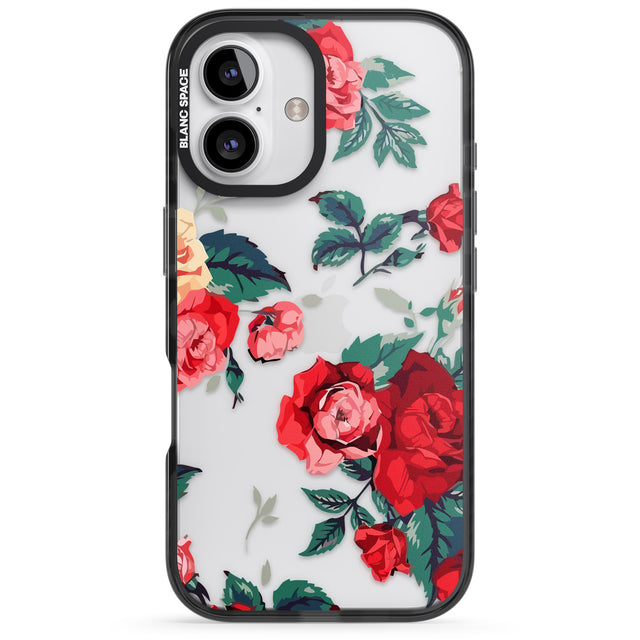 iPhone 16 Pro Max Rose Pattern Black Impact Phone Case