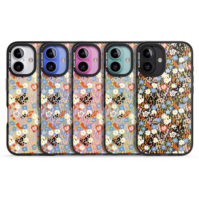 iPhone 16 Pro Max Busy Floral Mix: Transparent Black Impact Phone Case