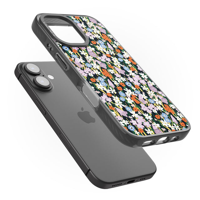 iPhone 16 Pro Max Energetic Floral Mix: Solid Black Impact Phone Case