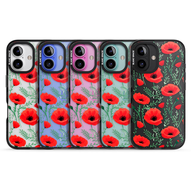 iPhone 16 Pro Max Poppy Garden Black Impact Phone Case