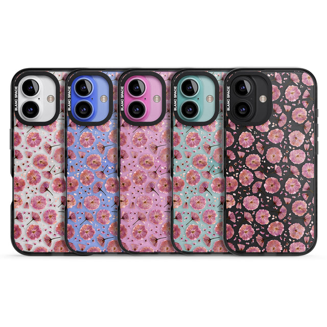 iPhone 16 Pro Max Pink Flowers & Blossoms Transparent Design Black Impact Phone Case