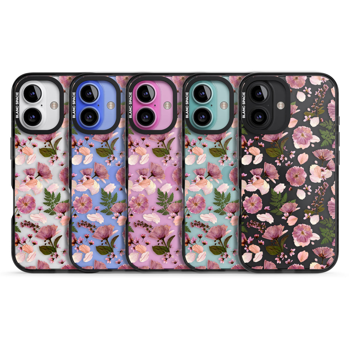 iPhone 16 Pro Max Floral Menagerie Transparent Design Black Impact Phone Case