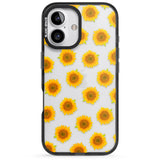 iPhone 16 Pro Max Sunflowers Transparent Pattern Black Impact Phone Case