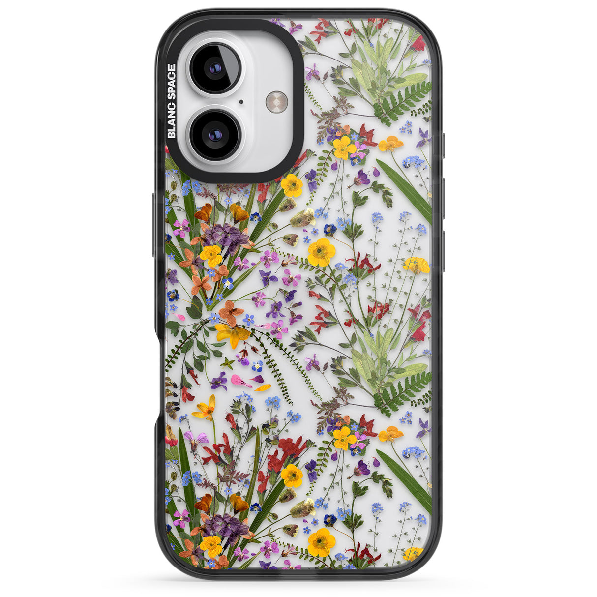 iPhone 16 Pro Max Wildflower & Leaves Black Impact Phone Case