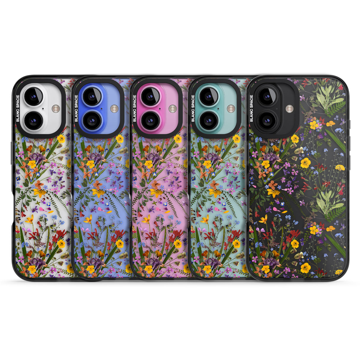 iPhone 16 Pro Max Wildflower & Leaves Black Impact Phone Case