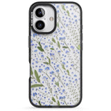 iPhone 16 Pro Max Blue Wild Flower Design Black Impact Phone Case