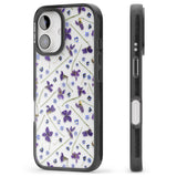 iPhone 16 Pro Max Violet & Blue Floral Pattern Design Black Impact Phone Case