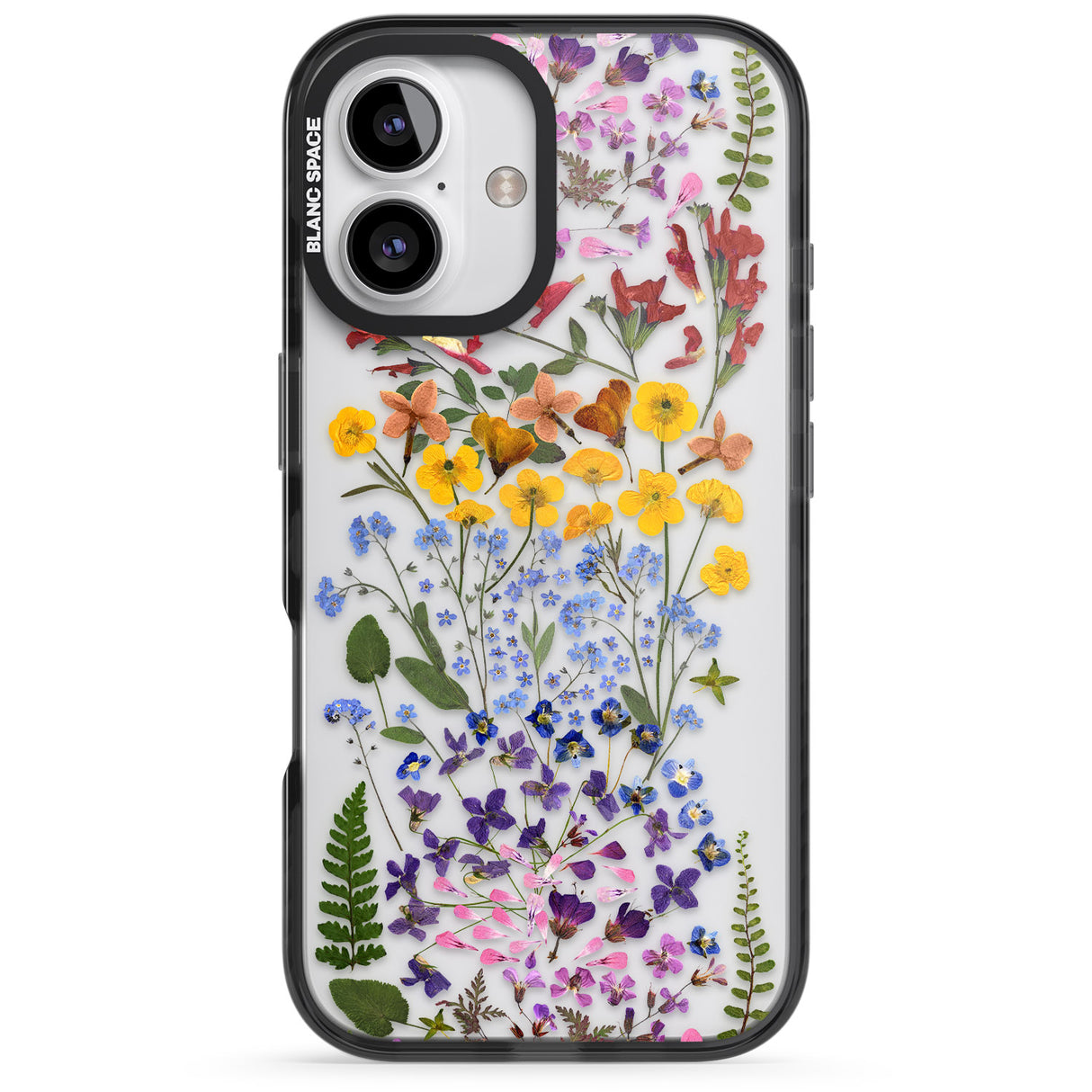 iPhone 16 Pro Max Wild Flower Stripe Design Black Impact Phone Case