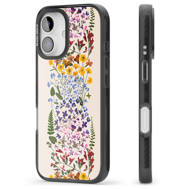 iPhone 16 Pro Max Wildflower Stripe Design - Cream Black Impact Phone Case