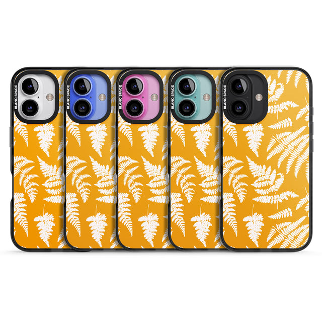 iPhone 16 Pro Max Fern Pattern on Yellow Black Impact Phone Case