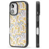 iPhone 16 Pro Max Yellow Leaves Transparent Floral Black Impact Phone Case