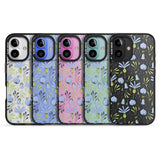 iPhone 16 Pro Max Blue Flora Transparent Floral Black Impact Phone Case