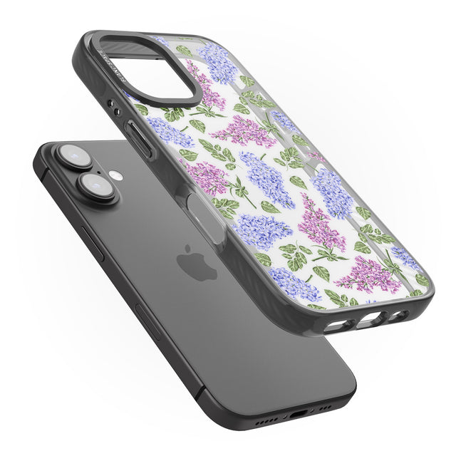 iPhone 16 Pro Max Purple Blossoms Transparent Floral Black Impact Phone Case