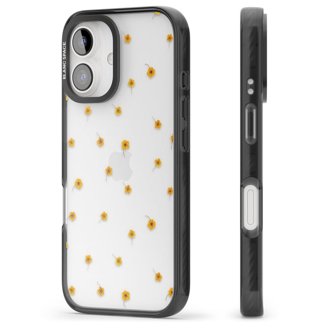 iPhone 16 Pro Max Yellow Flower Pattern - Dried Flower-Inspired Black Impact Phone Case