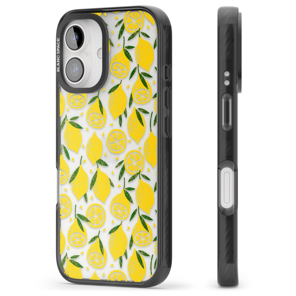 iPhone 16 Pro Max Bright Lemon Fruity Pattern Black Impact Phone Case