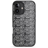 iPhone 16 Pro Max Funky Floral Patterns White on Clear Black Impact Phone Case