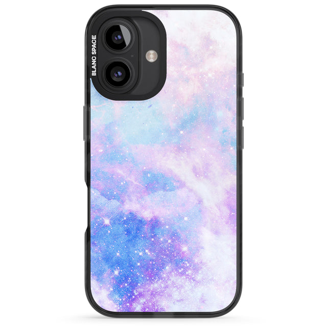 iPhone 16 Pro Max Light Blue Galaxy Pattern Design Black Impact Phone Case