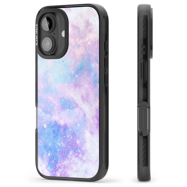 iPhone 16 Pro Max Light Blue Galaxy Pattern Design Black Impact Phone Case