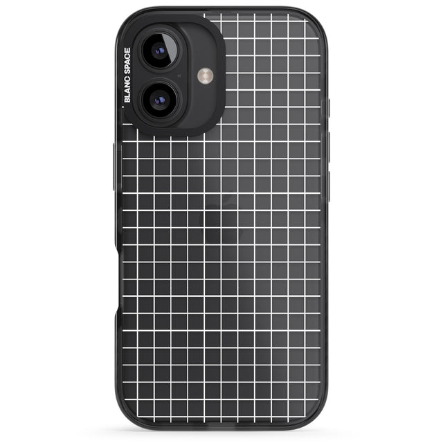 iPhone 16 Pro Max Simplistic Small Grid Designs White (Transparent) Black Impact Phone Case