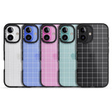 iPhone 16 Pro Max Simplistic Large Grid Pattern White (Transparent) Black Impact Phone Case