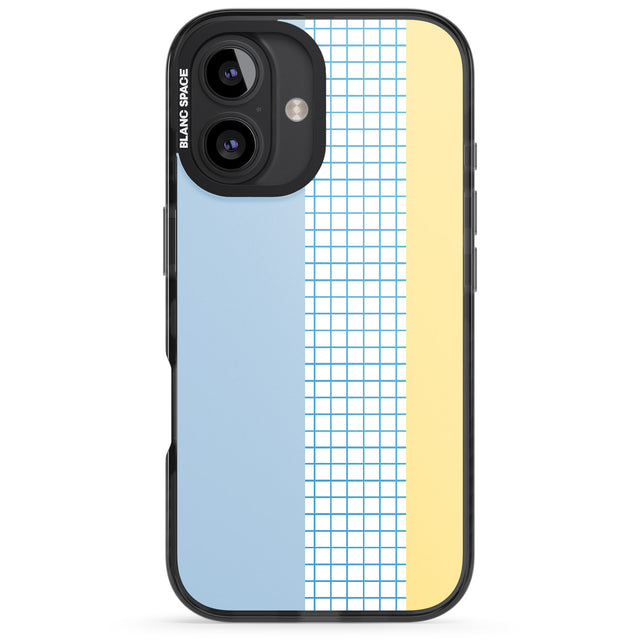 iPhone 16 Pro Max Abstract Grid Blue & Yellow Black Impact Phone Case