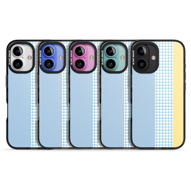 iPhone 16 Pro Max Abstract Grid Blue & Yellow Black Impact Phone Case