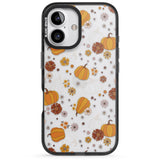 iPhone 16 Pro Max Halloween Pumpkins and Flowers Black Impact Phone Case