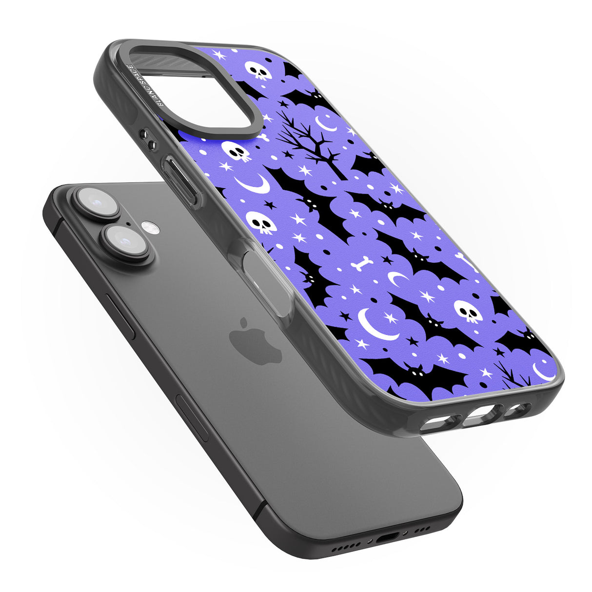 iPhone 16 Pro Max Bats n' Bones Pattern Black Impact Phone Case