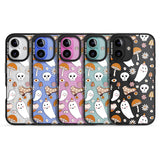 Cute Ghost and Skulls Pattern Black Impact Phone Case for iPhone 16, iPhone 16 Plus