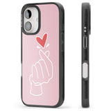 iPhone 16 Pro Max Pink Finger Heart Black Impact Phone Case