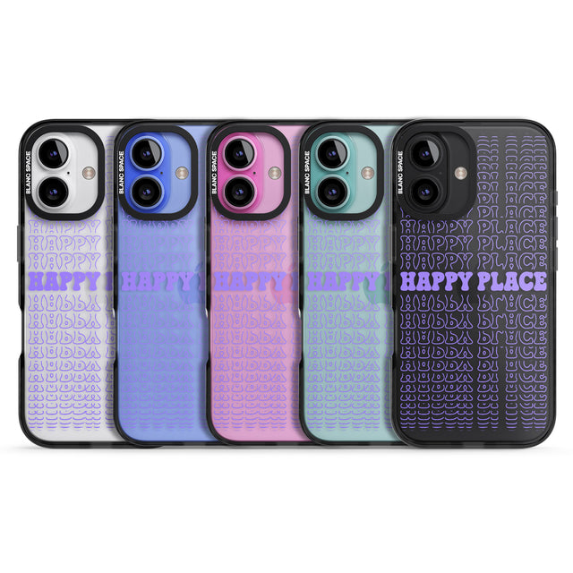 iPhone 16 Pro Max Happy Place (Purple) Black Impact Phone Case + Magsafe