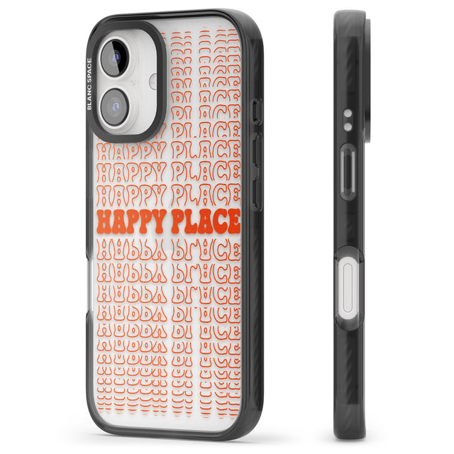 iPhone 16 Pro Max Happy Place (Orange) Black Impact Phone Case + Magsafe