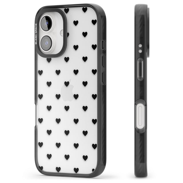 iPhone 16 Pro Max Small Heart Pattern: White & Black Impact Phone Case