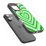 iPhone 16 Pro Max Green Heart Illusion Black Impact Phone Case