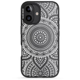 iPhone 16 Pro Max White Henna Flower Wheel Black Impact Phone Case